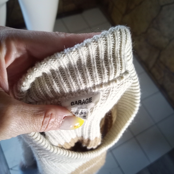 Garage Women's Striped Sweater in Cream and Brown - Picture 2 of 4